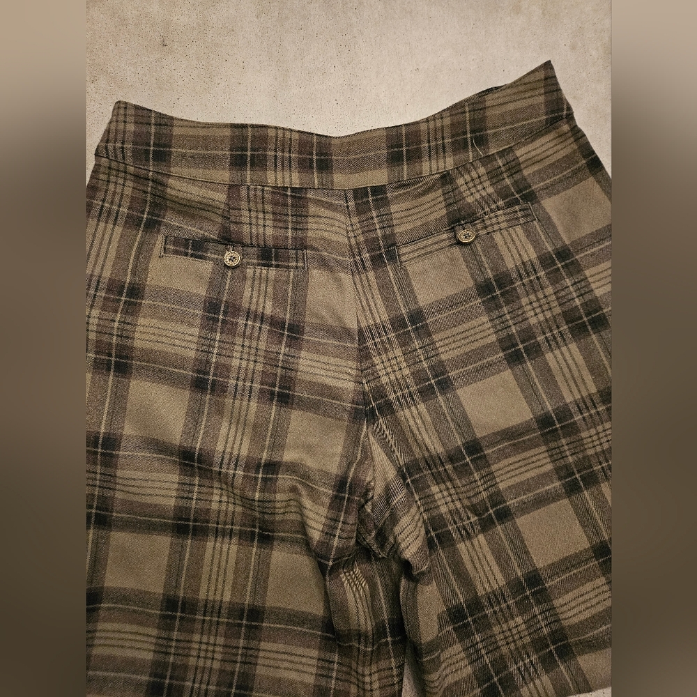 Disturbia Cecily Olive and Black Plaid Trousers - Picture 9 of 10
